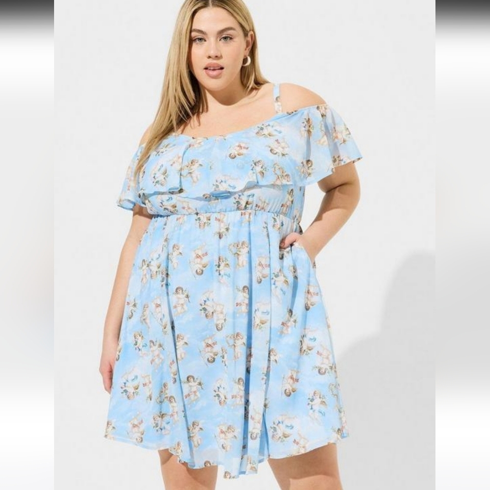 NWT Torrid Mini Chiffon Cold Shoulder Dress